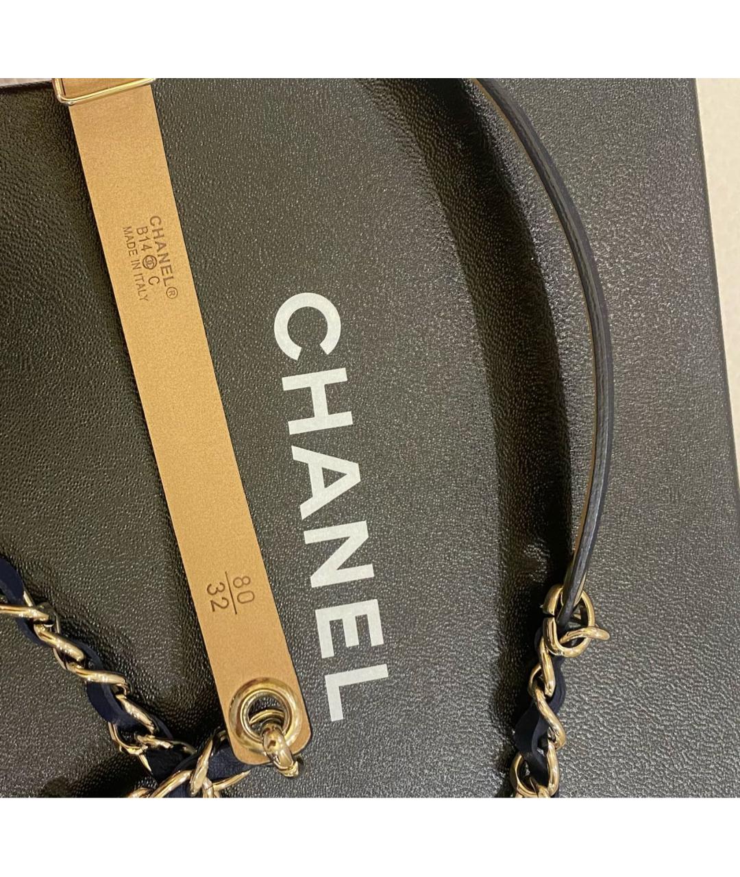CHANEL Темно-синий кожаный ремень, фото 4