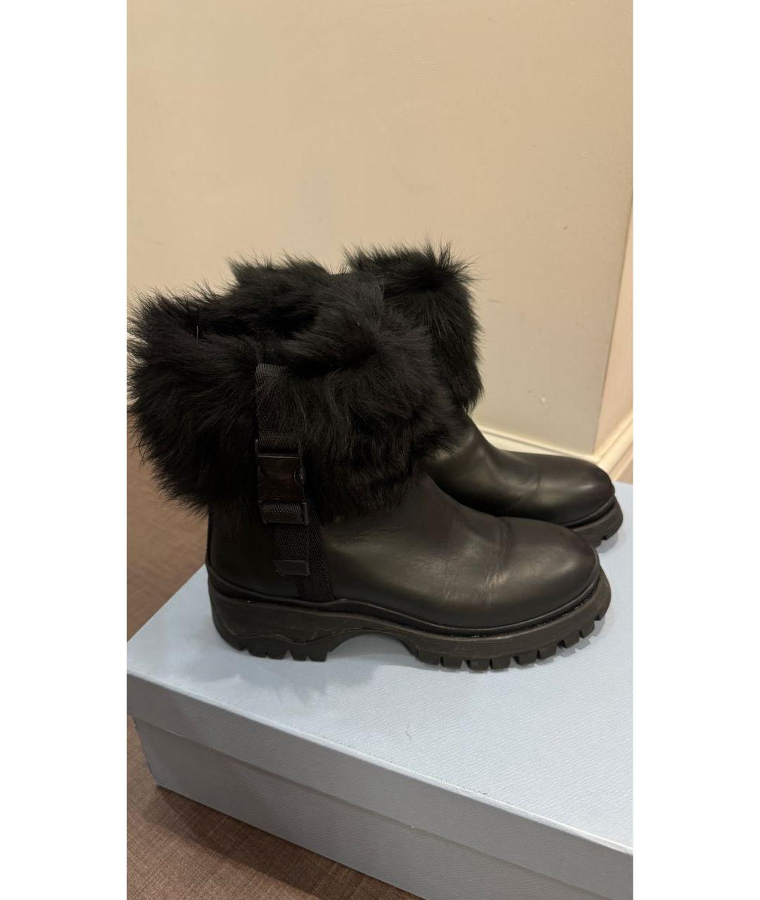 PRADA Черные кожаные сапоги, фото 3