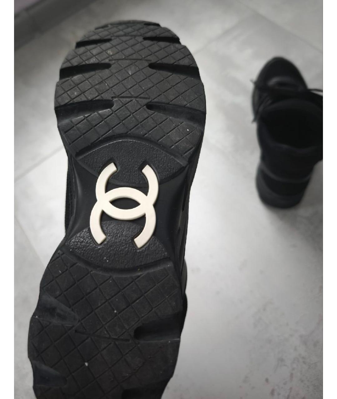 CHANEL Черные кожаные кроссовки, фото 7