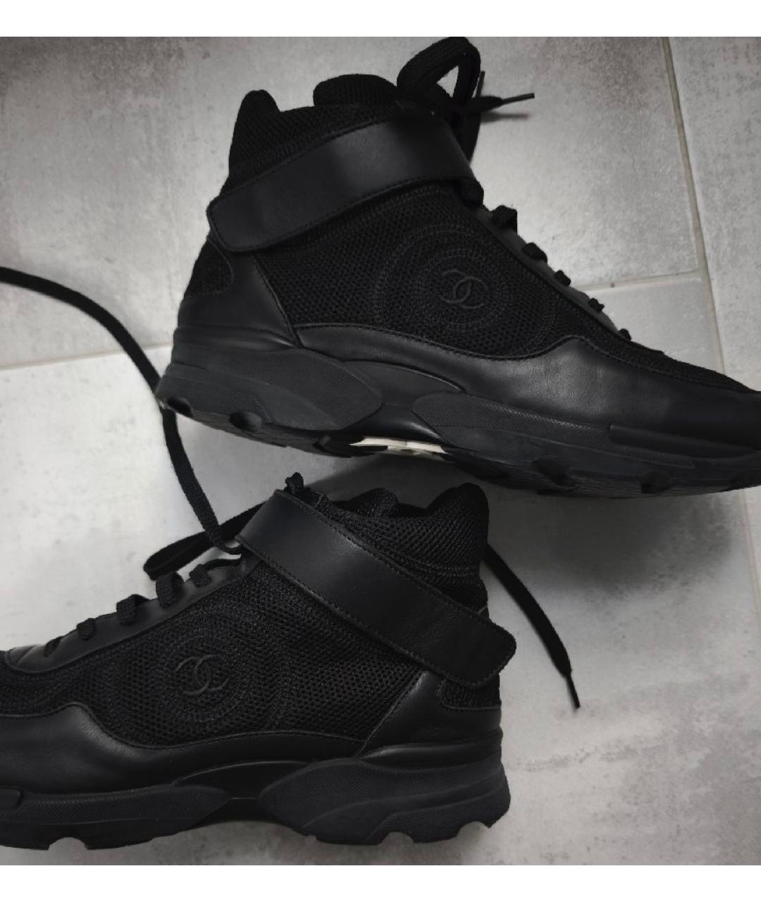 CHANEL Черные кожаные кроссовки, фото 6