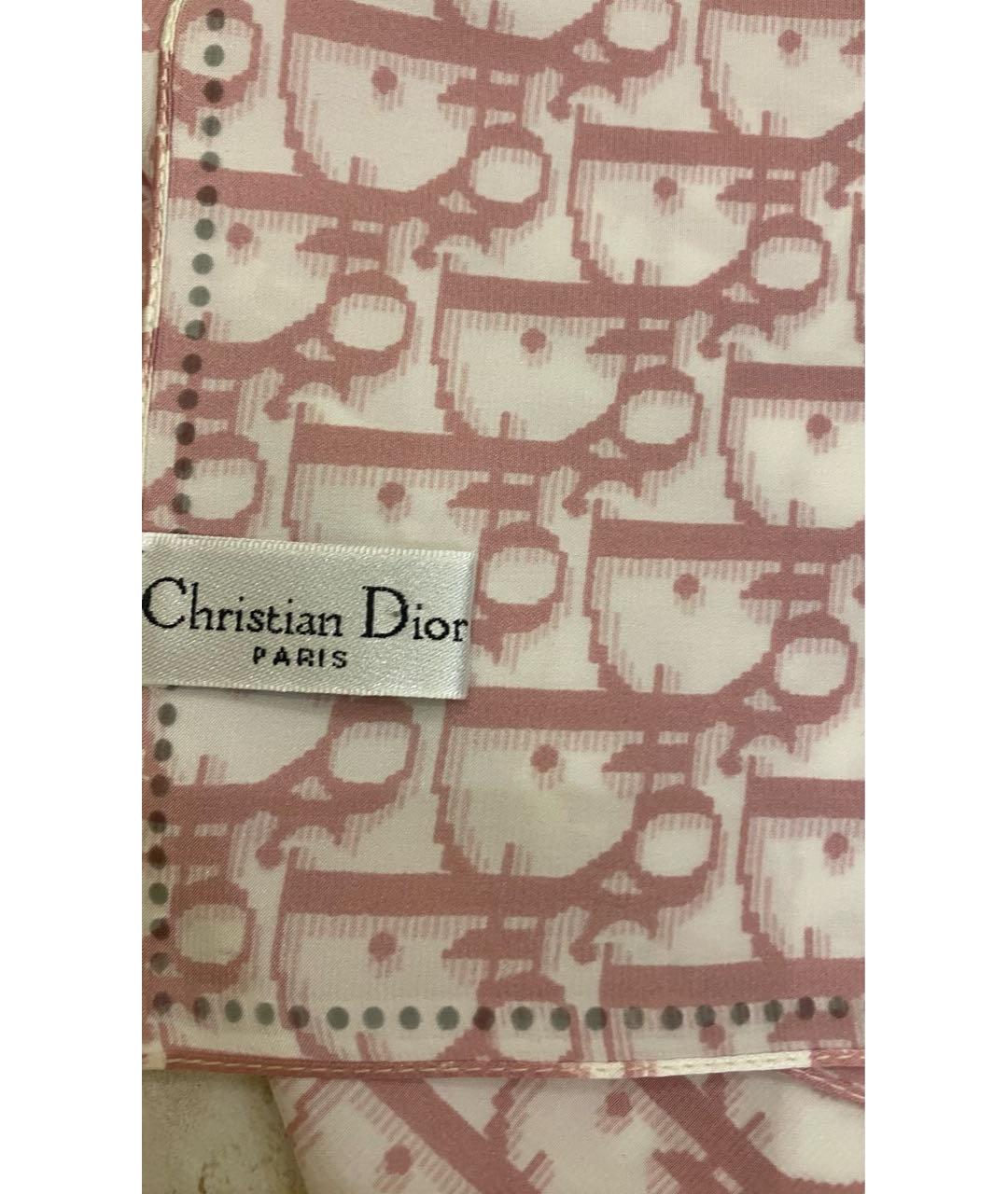 CHRISTIAN DIOR Розовый шелковый платок, фото 4