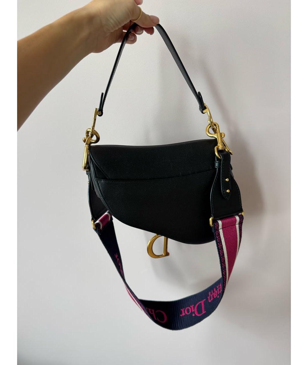 CHRISTIAN DIOR Черная кожаная сумка через плечо, фото 3