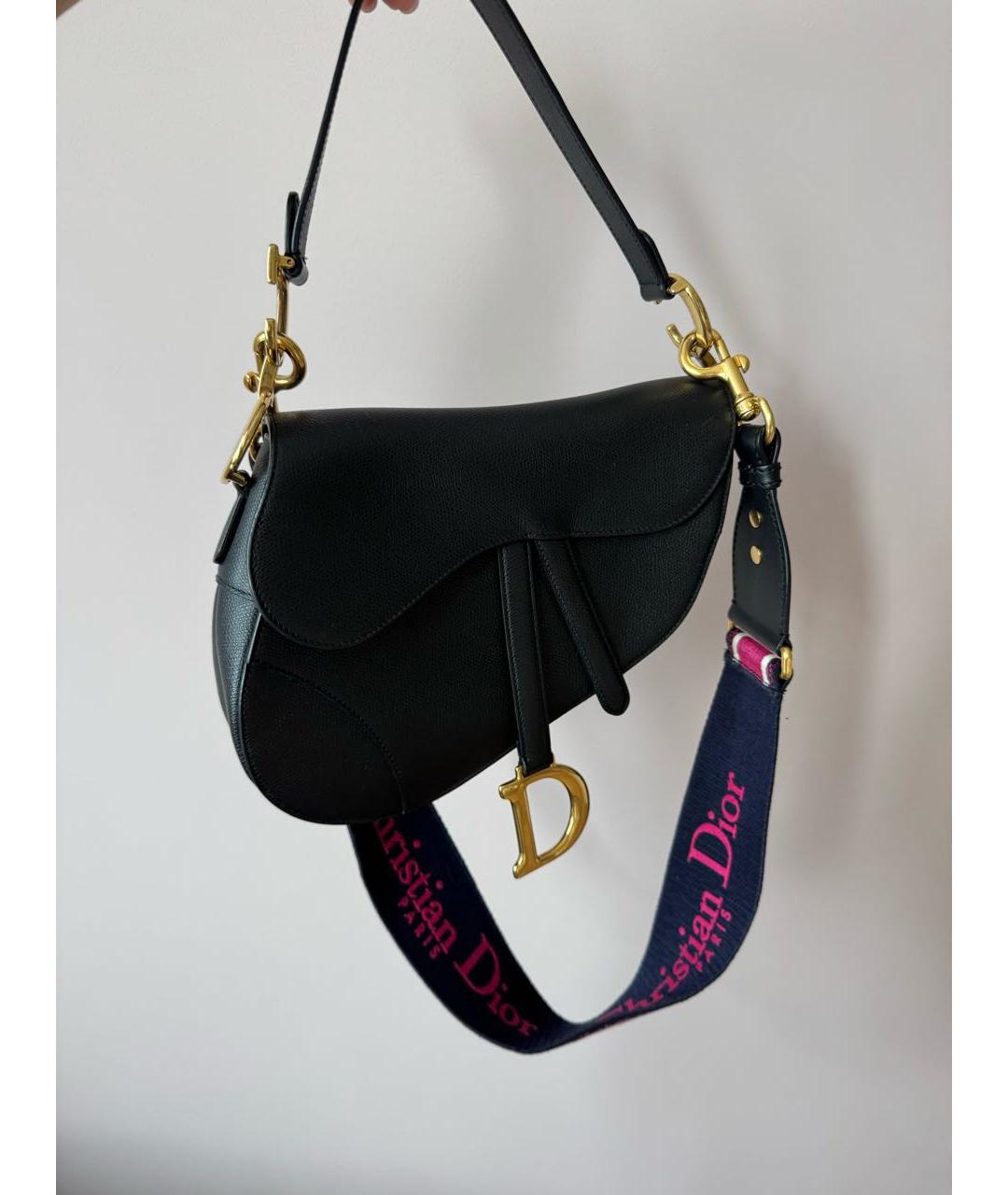 CHRISTIAN DIOR Черная кожаная сумка через плечо, фото 5