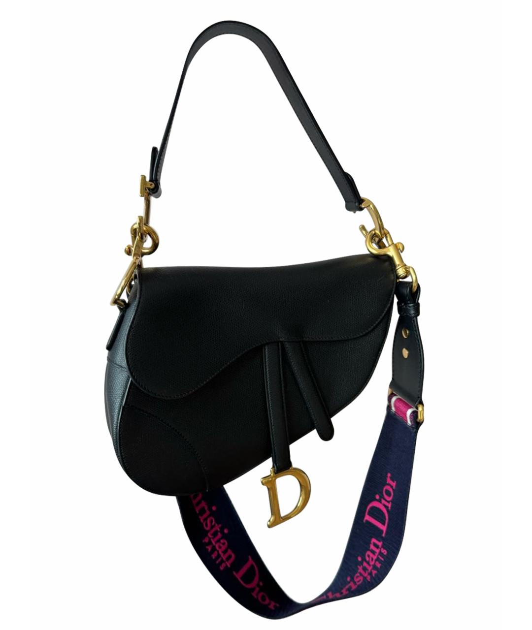 CHRISTIAN DIOR Черная кожаная сумка через плечо, фото 1