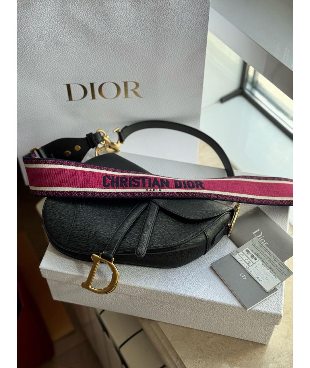 CHRISTIAN DIOR Черная кожаная сумка через плечо, фото 4