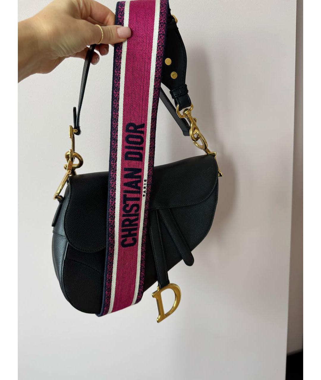 CHRISTIAN DIOR Черная кожаная сумка через плечо, фото 2