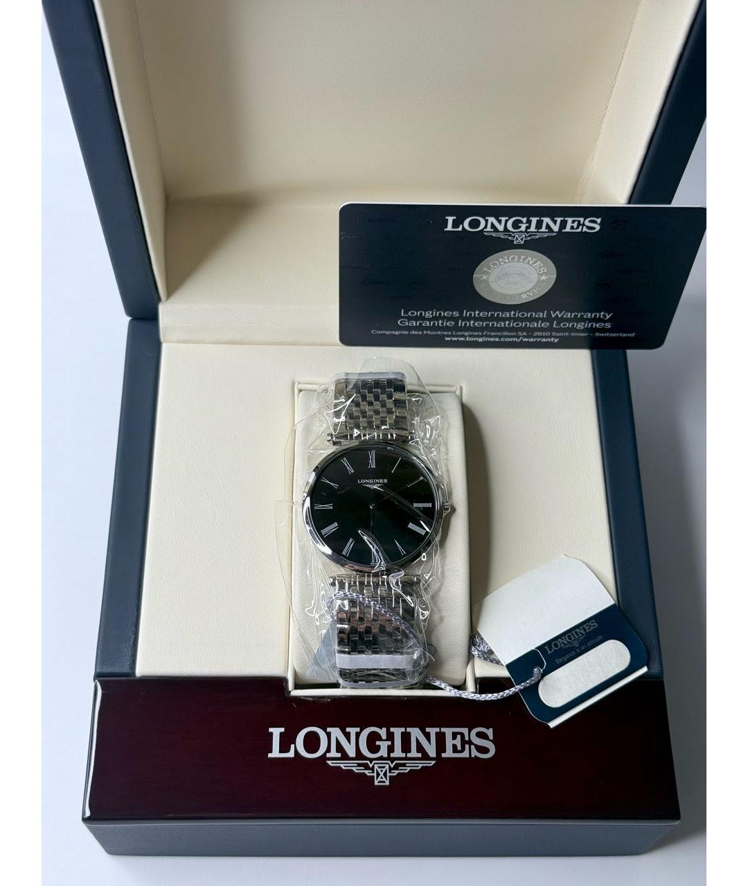 LONGINES Черные металлические часы, фото 3
