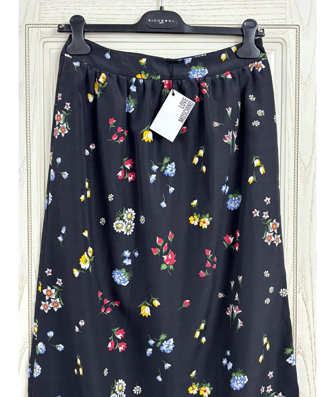 LOVE MOSCHINO Черная полиэстеровая юбка макси, фото 3