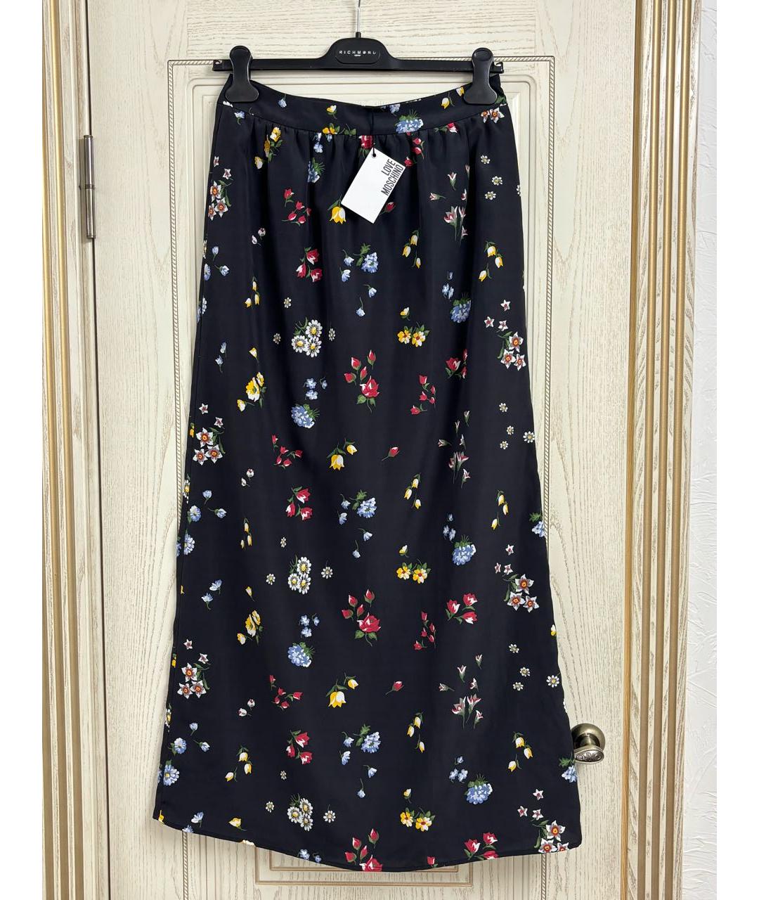 LOVE MOSCHINO Черная полиэстеровая юбка макси, фото 9