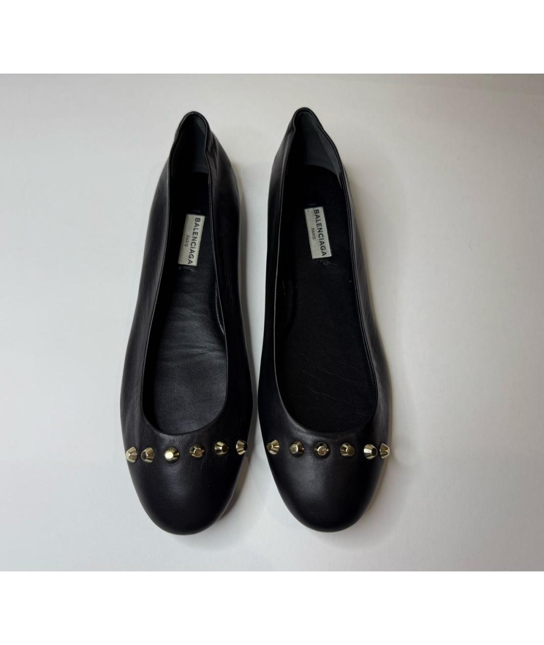 BALENCIAGA Черные кожаные балетки, фото 2