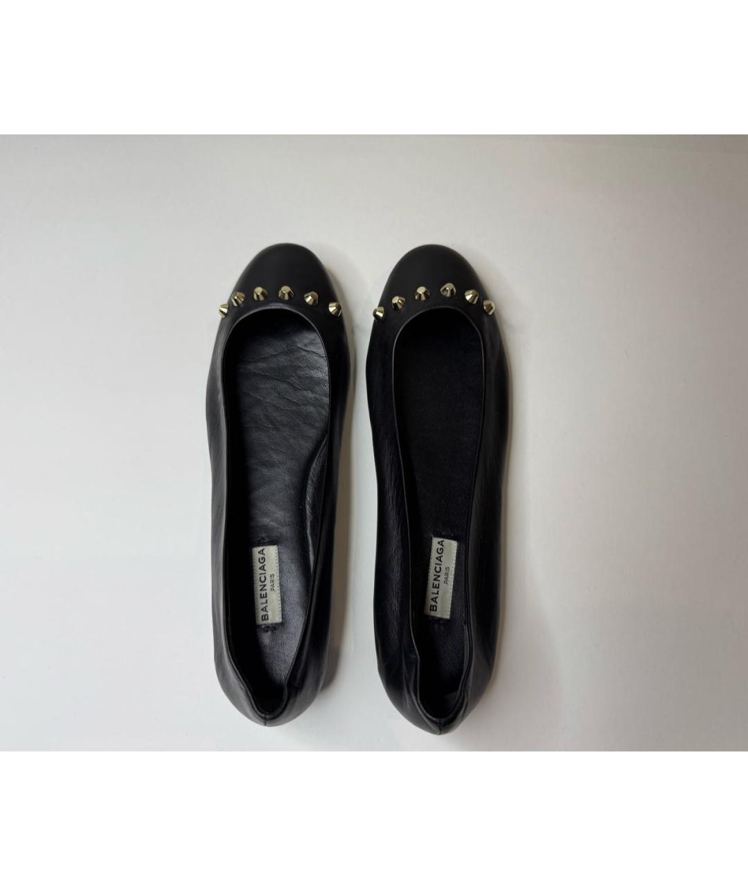 BALENCIAGA Черные кожаные балетки, фото 3