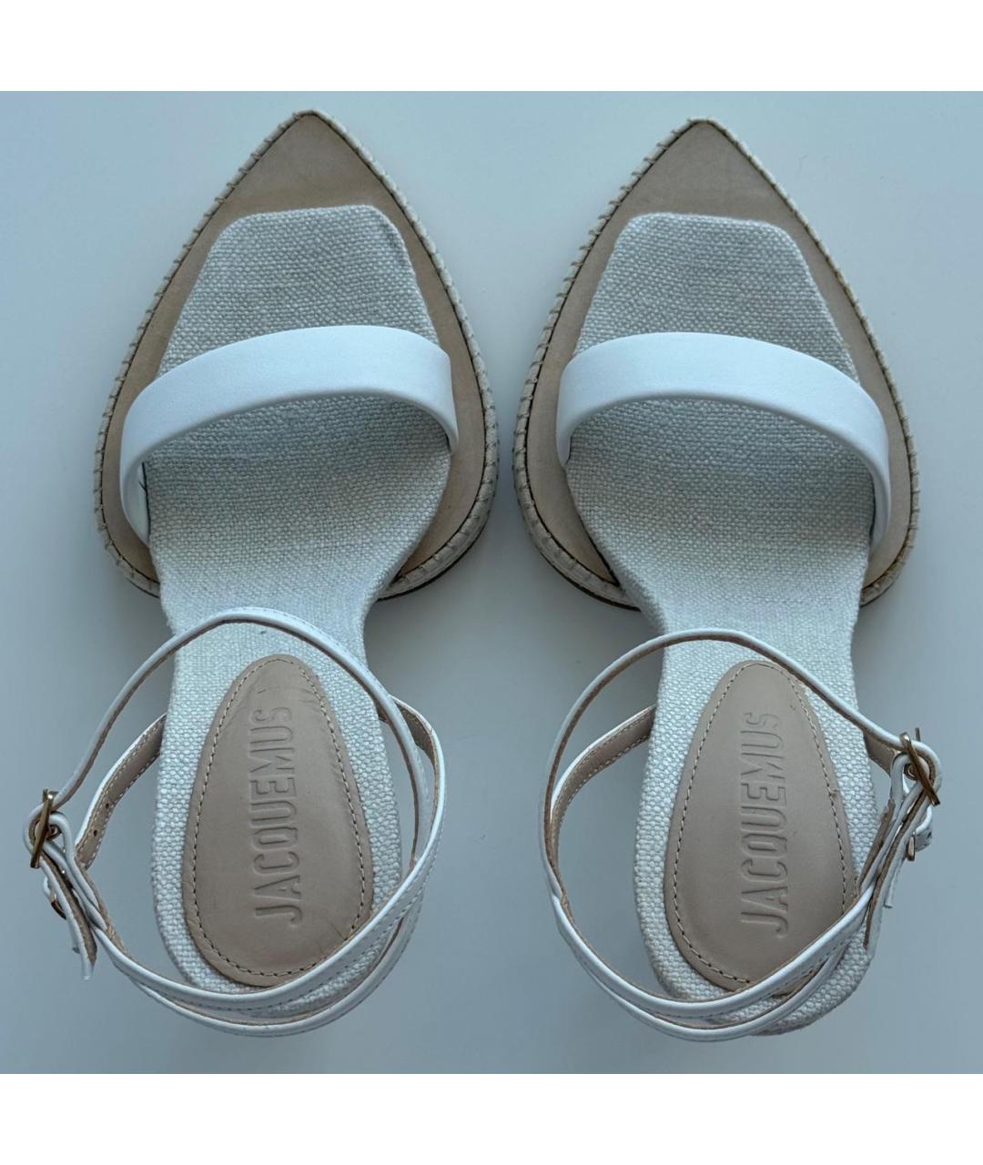 JACQUEMUS Белые кожаные босоножки, фото 3