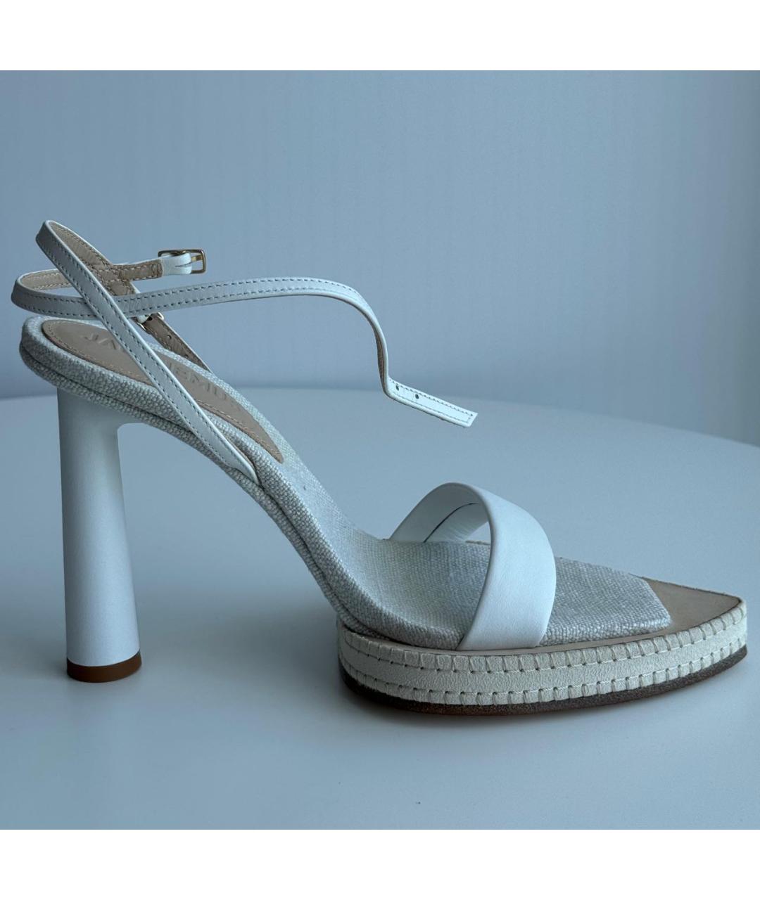 JACQUEMUS Белые кожаные босоножки, фото 5