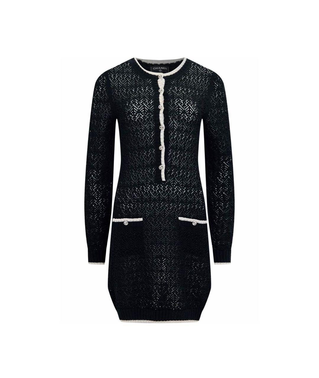 CHANEL Черное шерстяное повседневное платье, фото 1