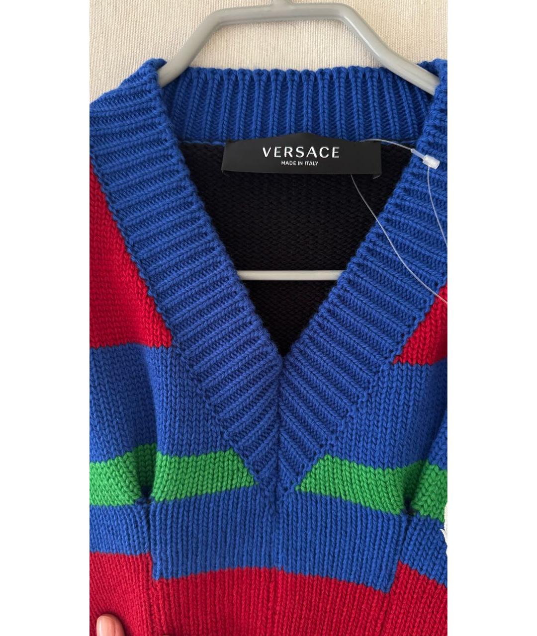 VERSACE Синий шерстяной джемпер / свитер, фото 3