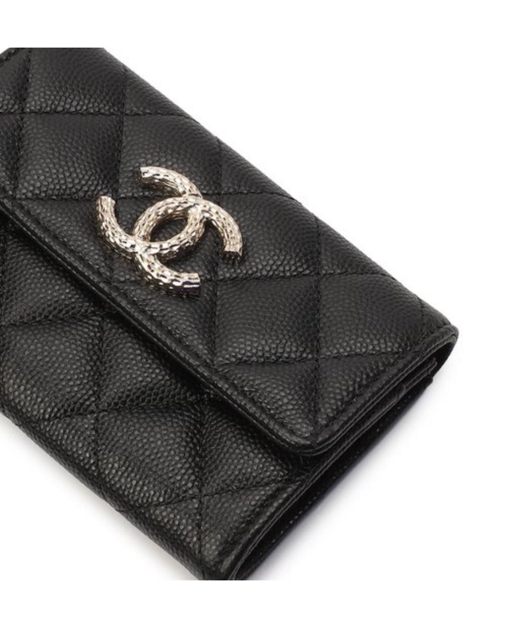 CHANEL Черный кожаный кошелек, фото 4