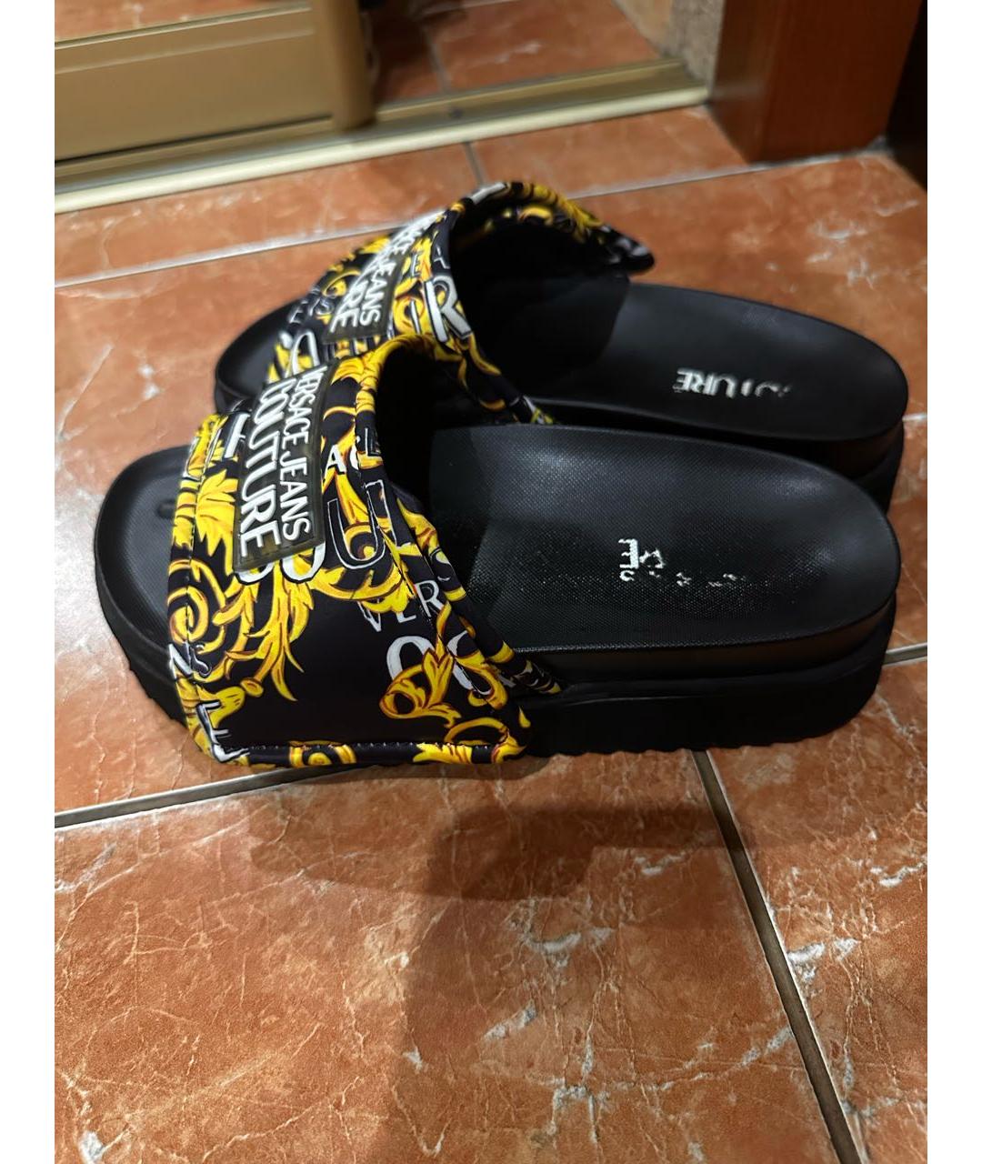 VERSACE JEANS COUTURE Черные шлепанцы, фото 5