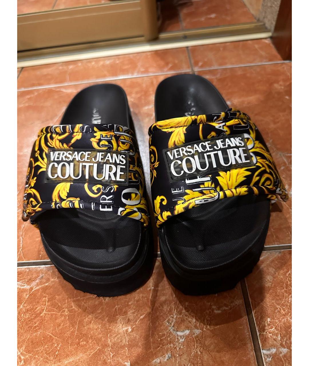 VERSACE JEANS COUTURE Черные шлепанцы, фото 2