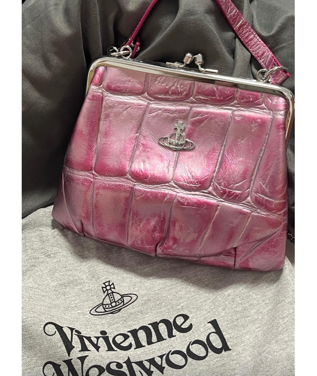 VIVIENNE WESTWOOD Розовая кожаная сумка с короткими ручками, фото 3