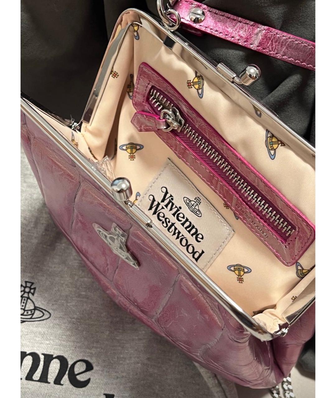 VIVIENNE WESTWOOD Розовая кожаная сумка с короткими ручками, фото 4