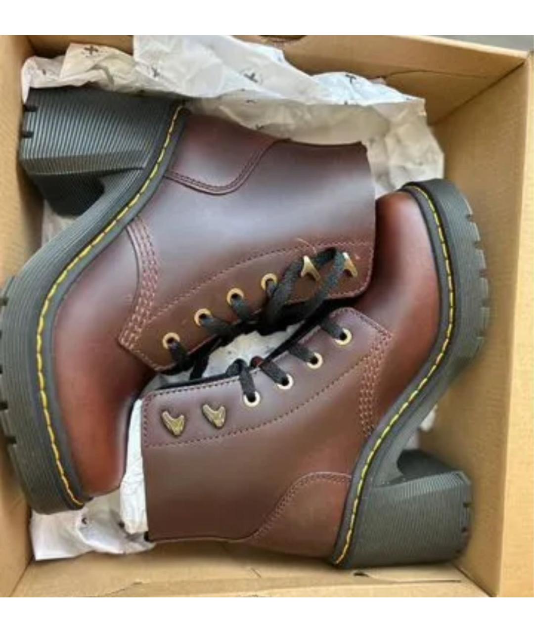 DR. MARTENS Бордовые кожаные ботинки, фото 8