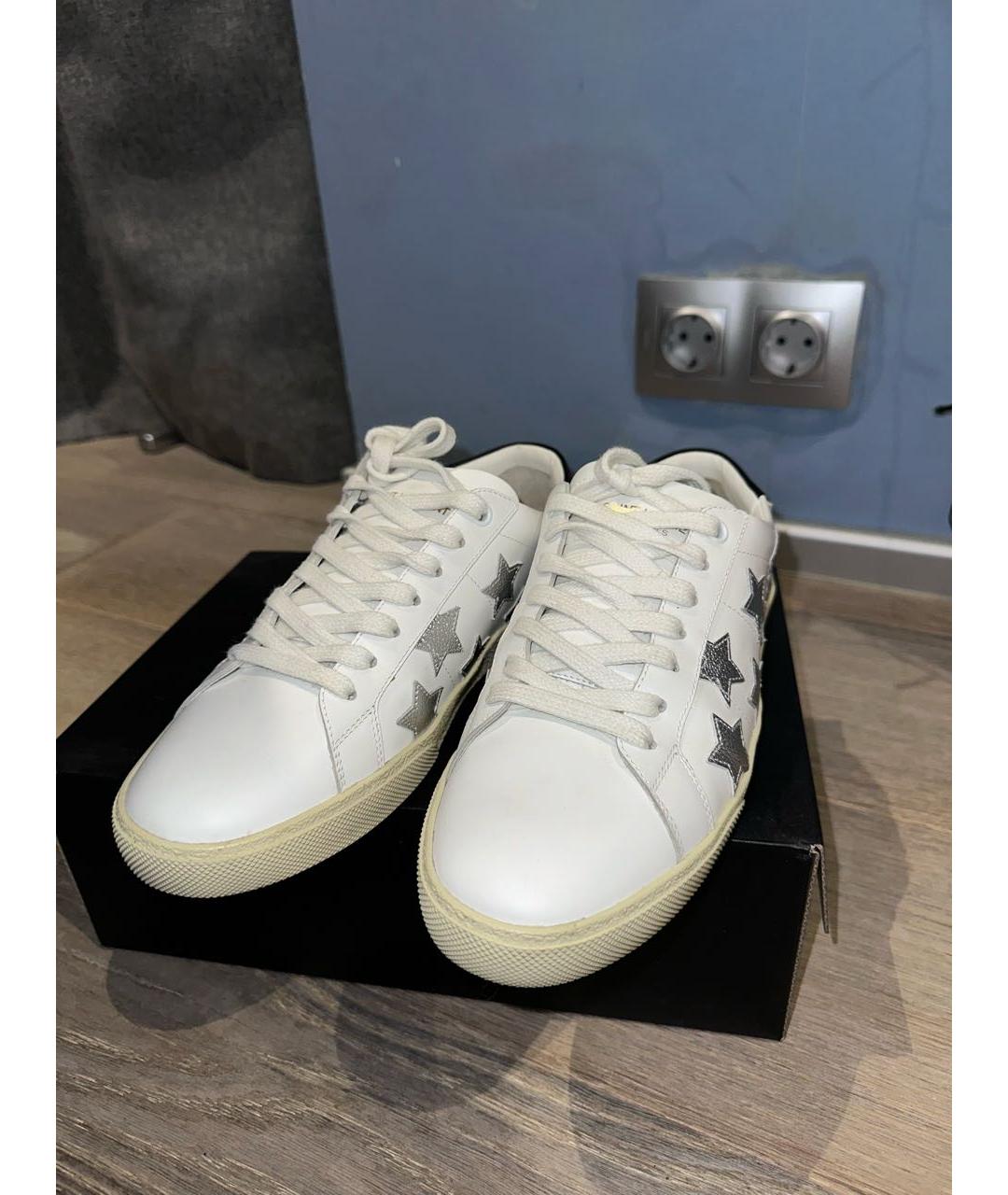 SAINT LAURENT Белые кожаные кеды, фото 2