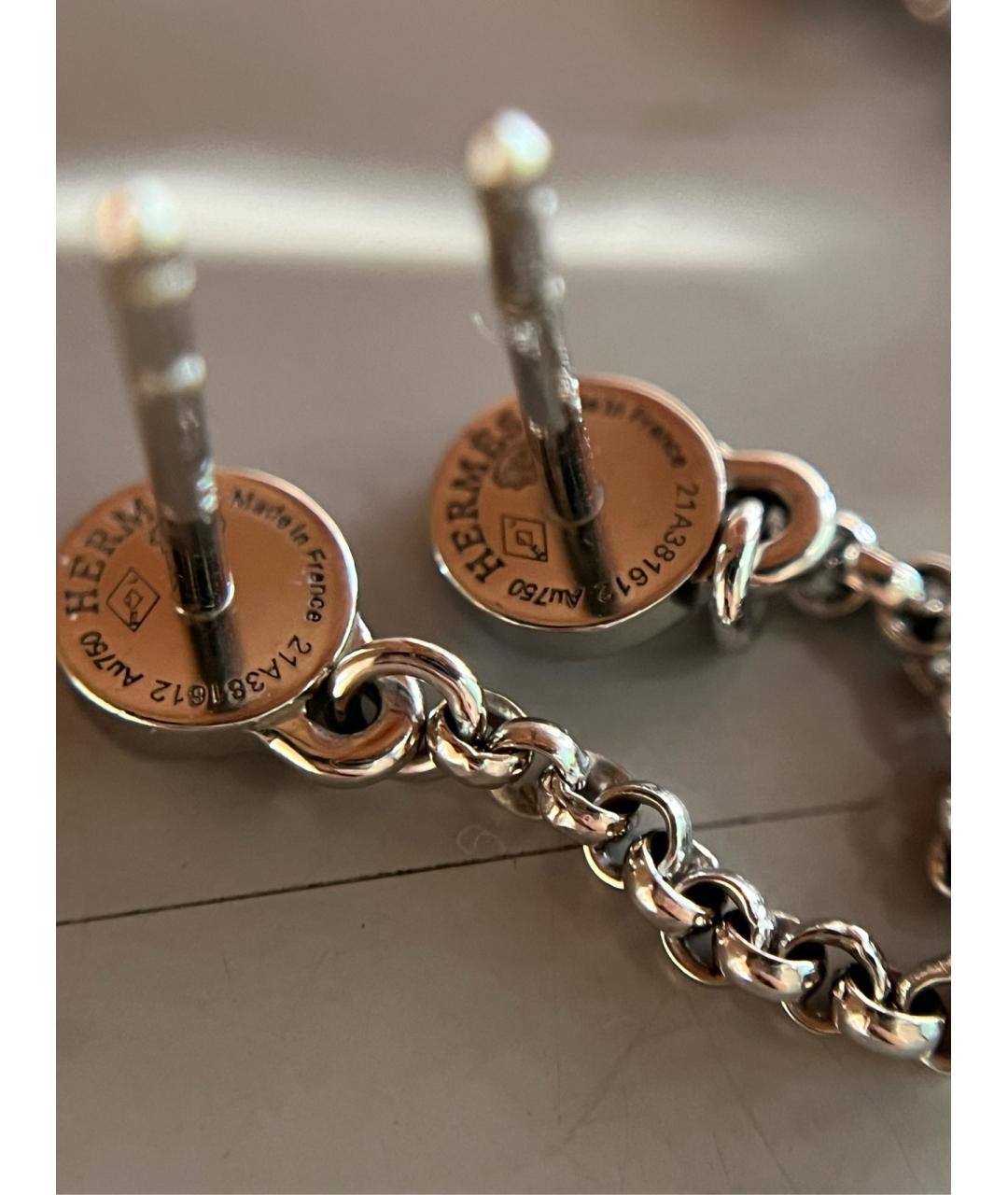 HERMES Серебряные серьги из белого золота, фото 3