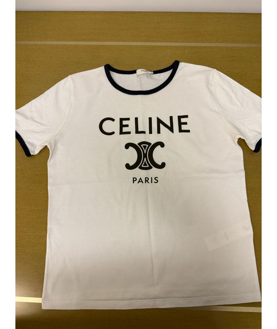 CELINE Белая хлопковая футболка, фото 6