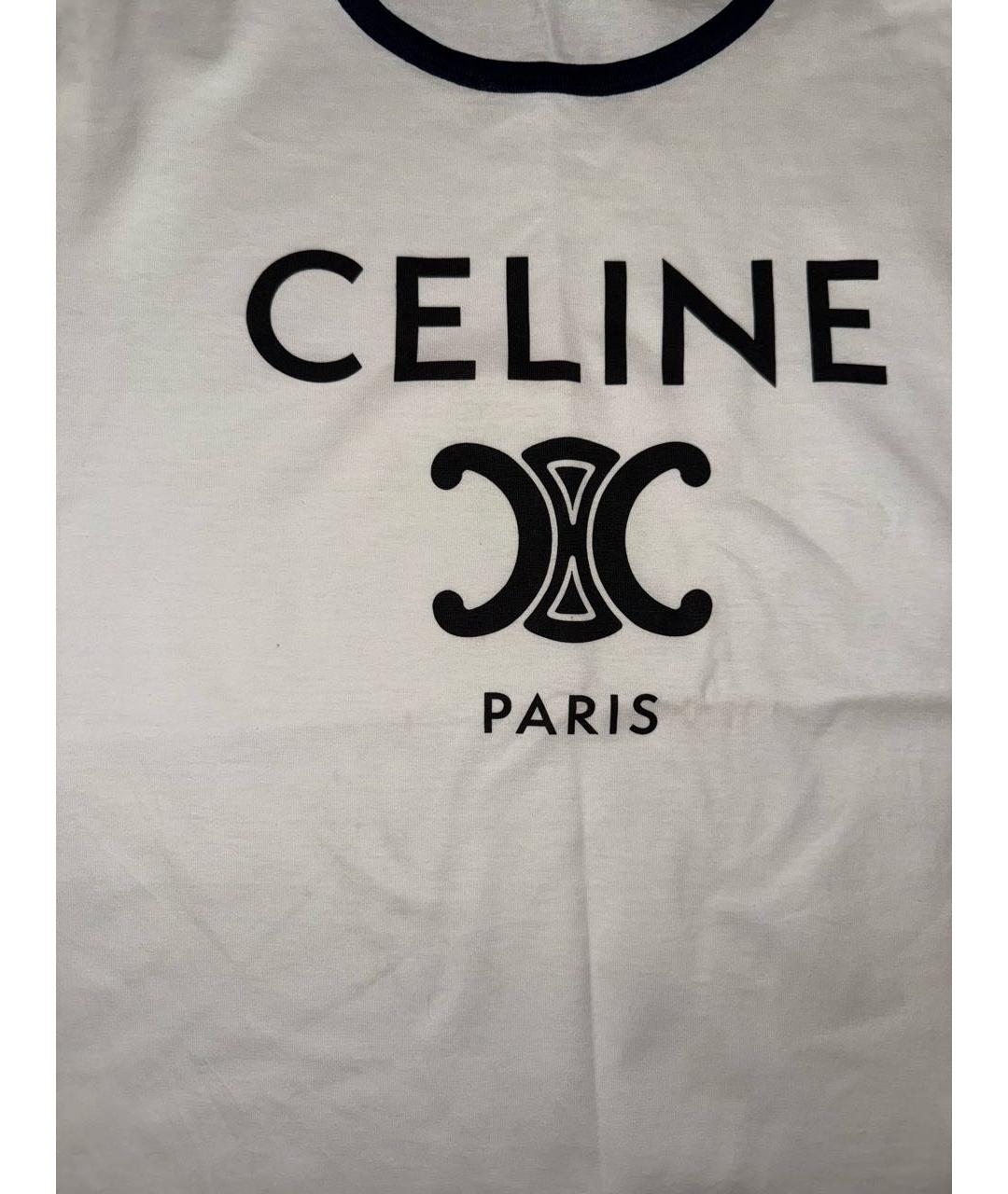 CELINE Белая хлопковая футболка, фото 4