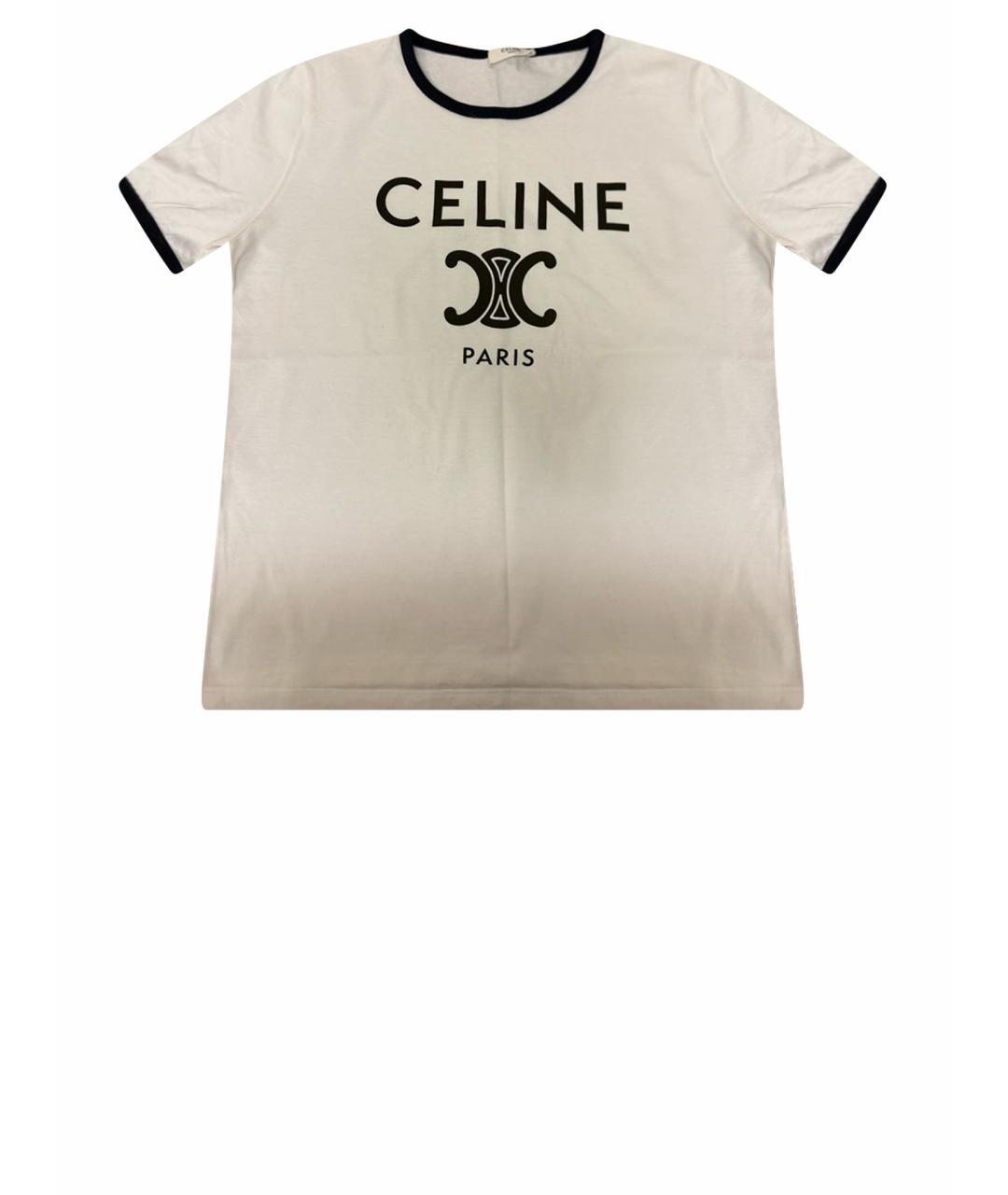CELINE Белая хлопковая футболка, фото 1