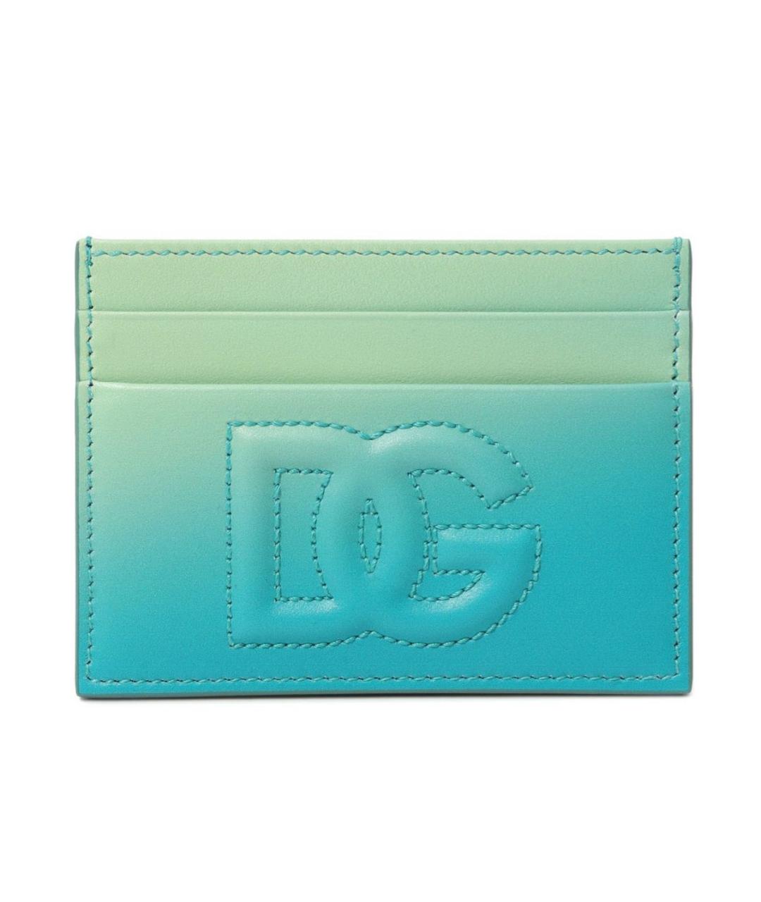 DOLCE&GABBANA Бирюзовый кожаный кардхолдер, фото 4