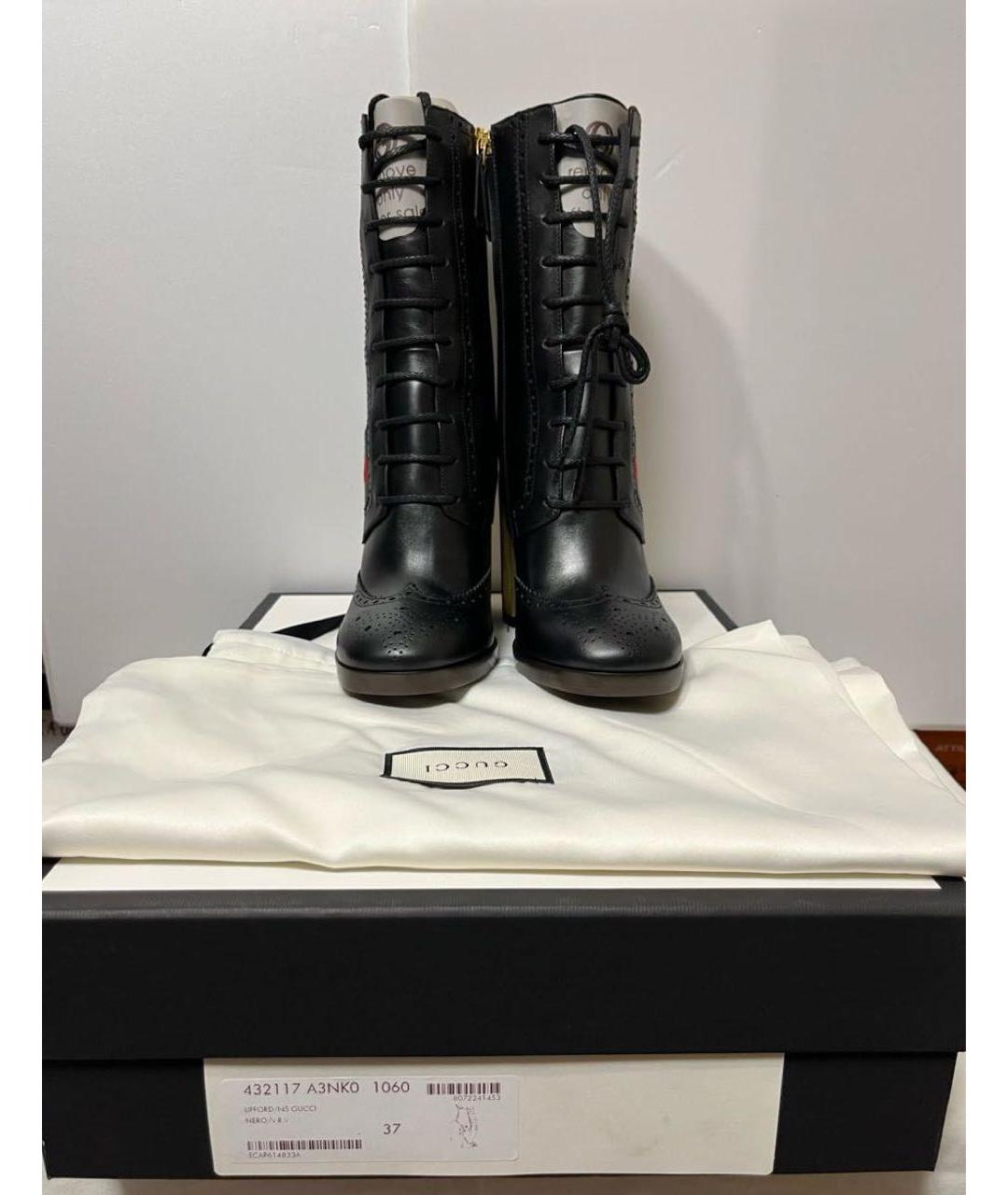 GUCCI Черные кожаные ботильоны, фото 5