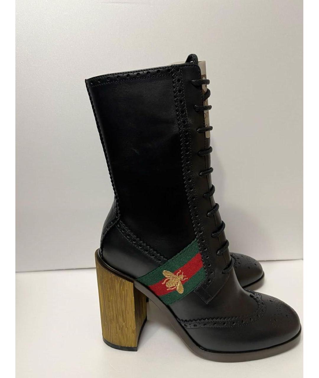 GUCCI Черные кожаные ботильоны, фото 6