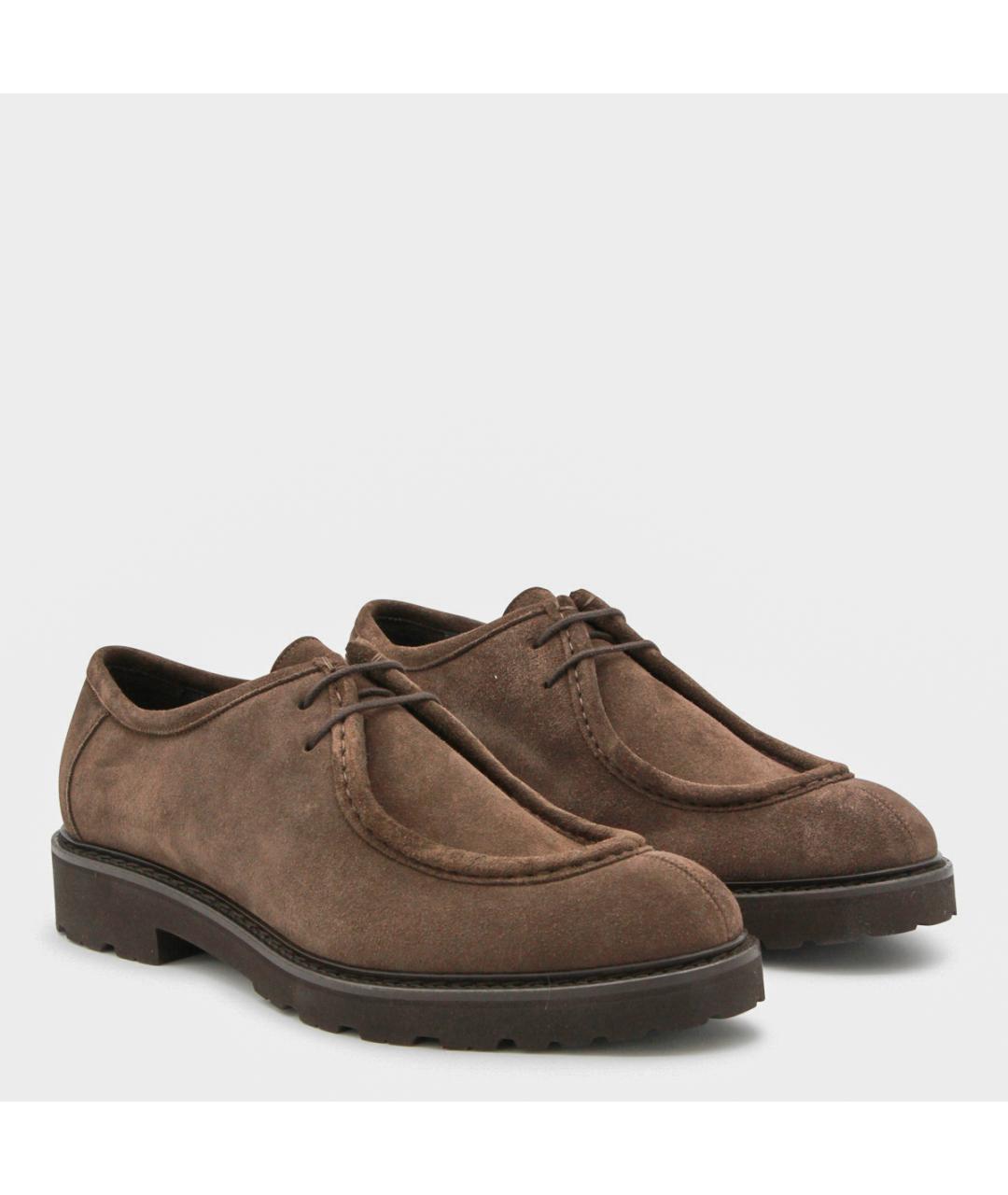 CANALI Коричневые кожаные низкие ботинки, фото 2