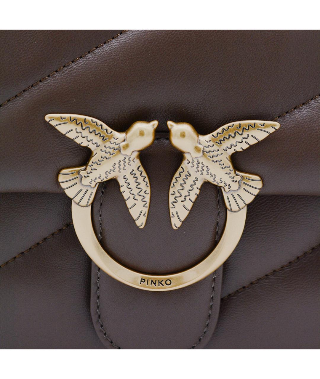 PINKO Коричневая кожаная сумка через плечо, фото 4