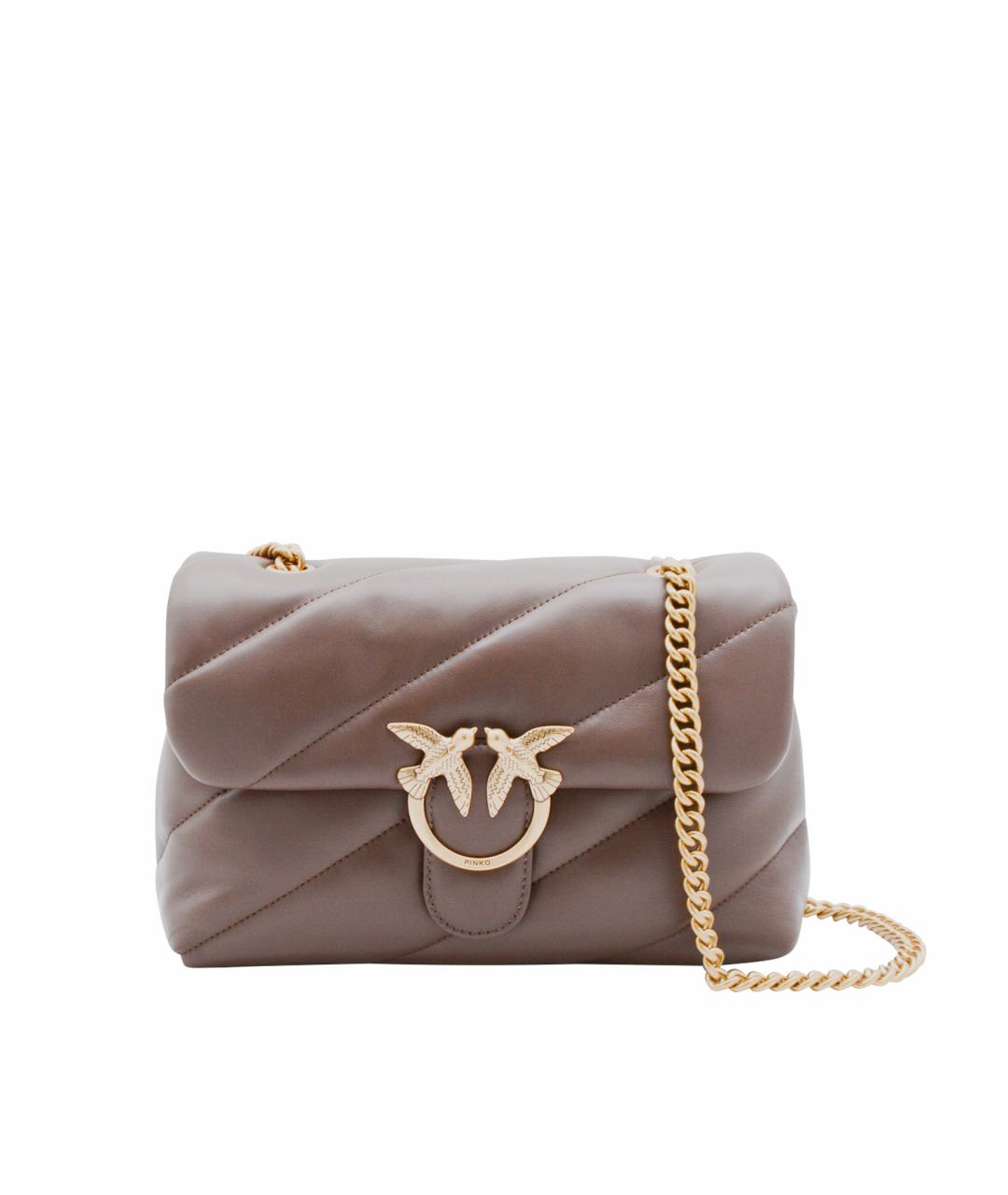 PINKO Коричневая кожаная сумка через плечо, фото 1