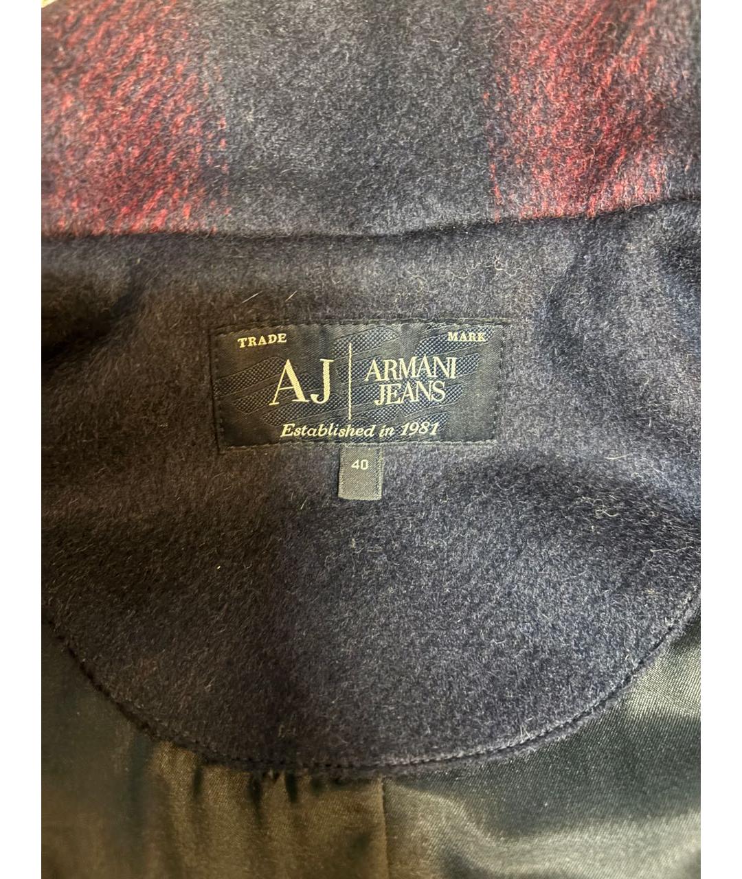 ARMANI JEANS Темно-синее шерстяное пальто, фото 3