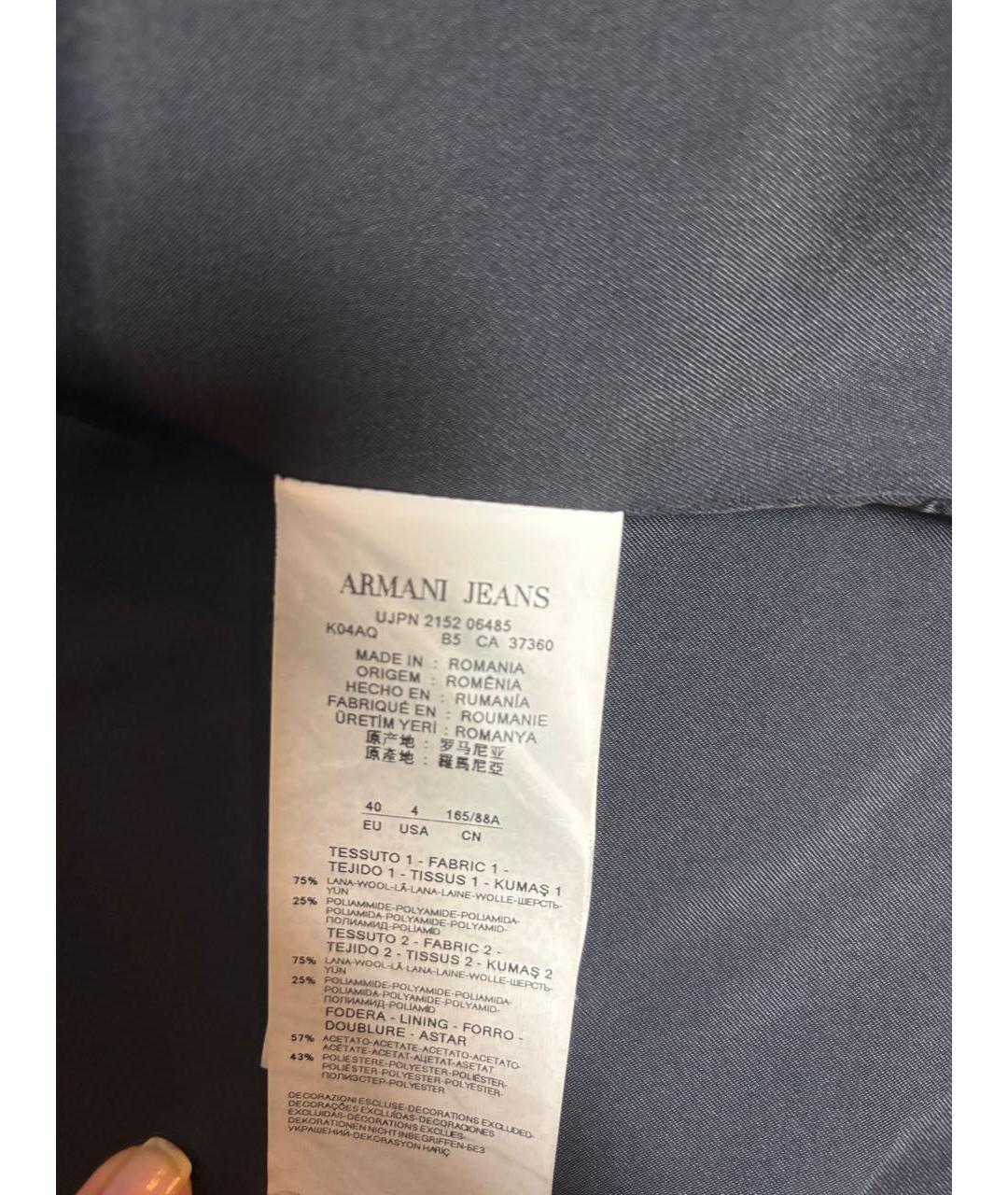 ARMANI JEANS Темно-синее шерстяное пальто, фото 8