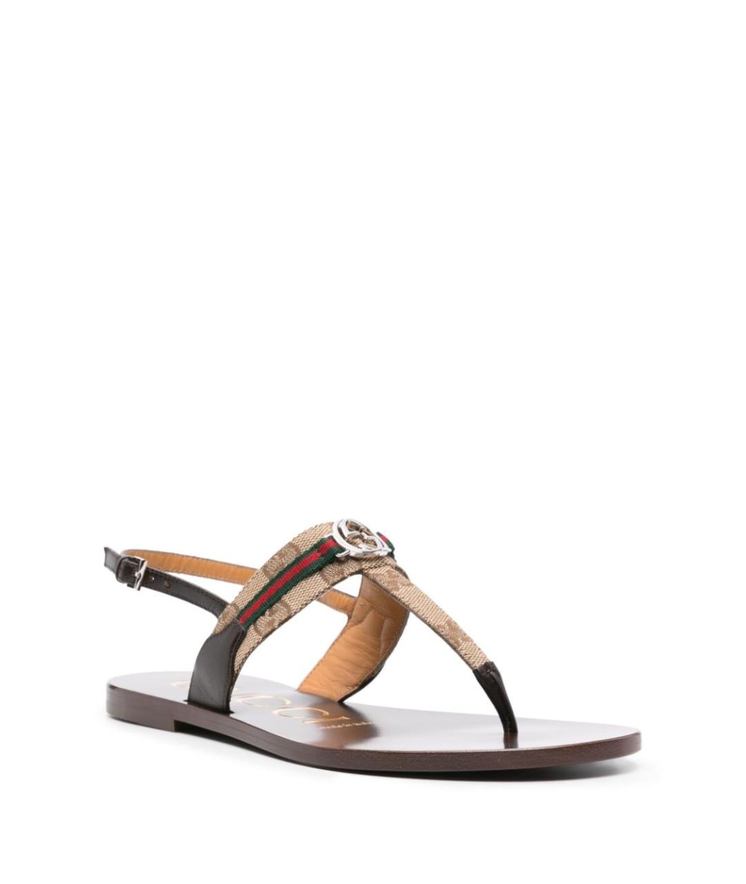 GUCCI Коричневые кожаные сандалии, фото 3