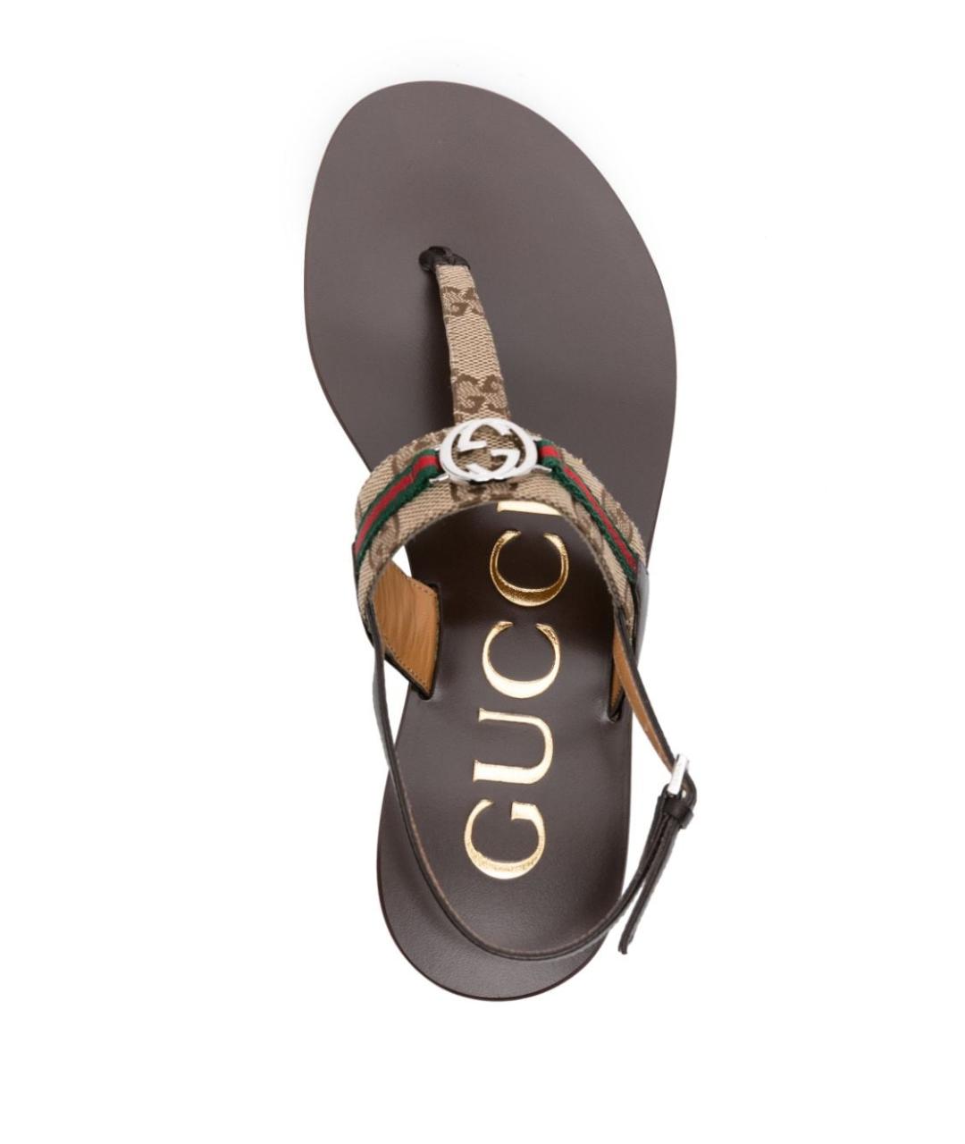 GUCCI Коричневые кожаные сандалии, фото 2