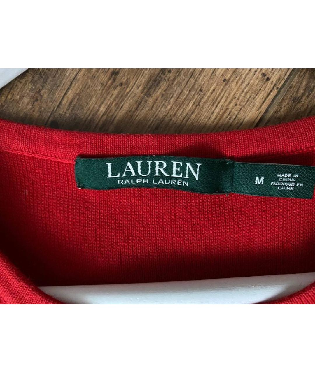 RALPH LAUREN Красное хлопко-эластановое повседневное платье, фото 3