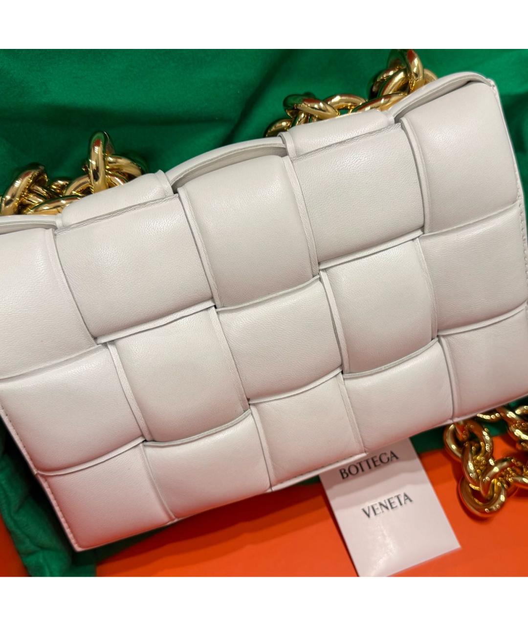 BOTTEGA VENETA Белая кожаная сумка через плечо, фото 9