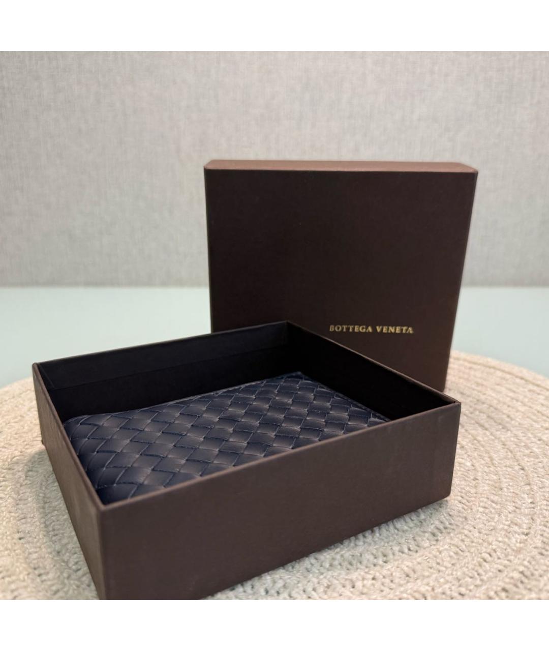 BOTTEGA VENETA Темно-синий кожаный кошелек, фото 2