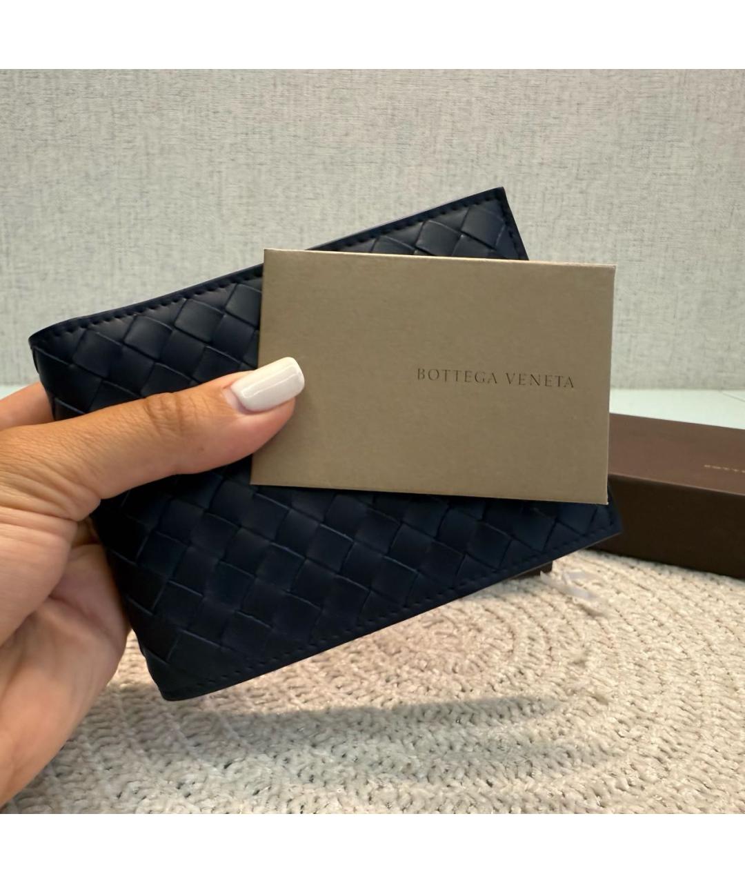BOTTEGA VENETA Темно-синий кожаный кошелек, фото 3