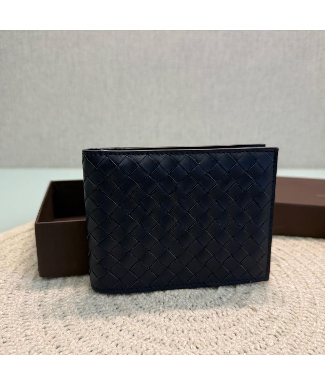 BOTTEGA VENETA Темно-синий кожаный кошелек, фото 4