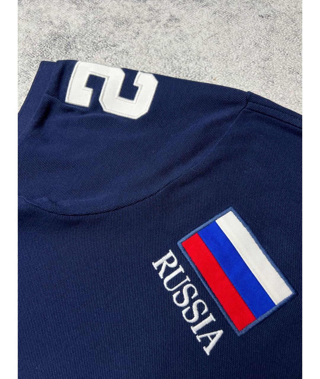 POLO RALPH LAUREN Темно-синее хлопковое поло с коротким рукавом, фото 4