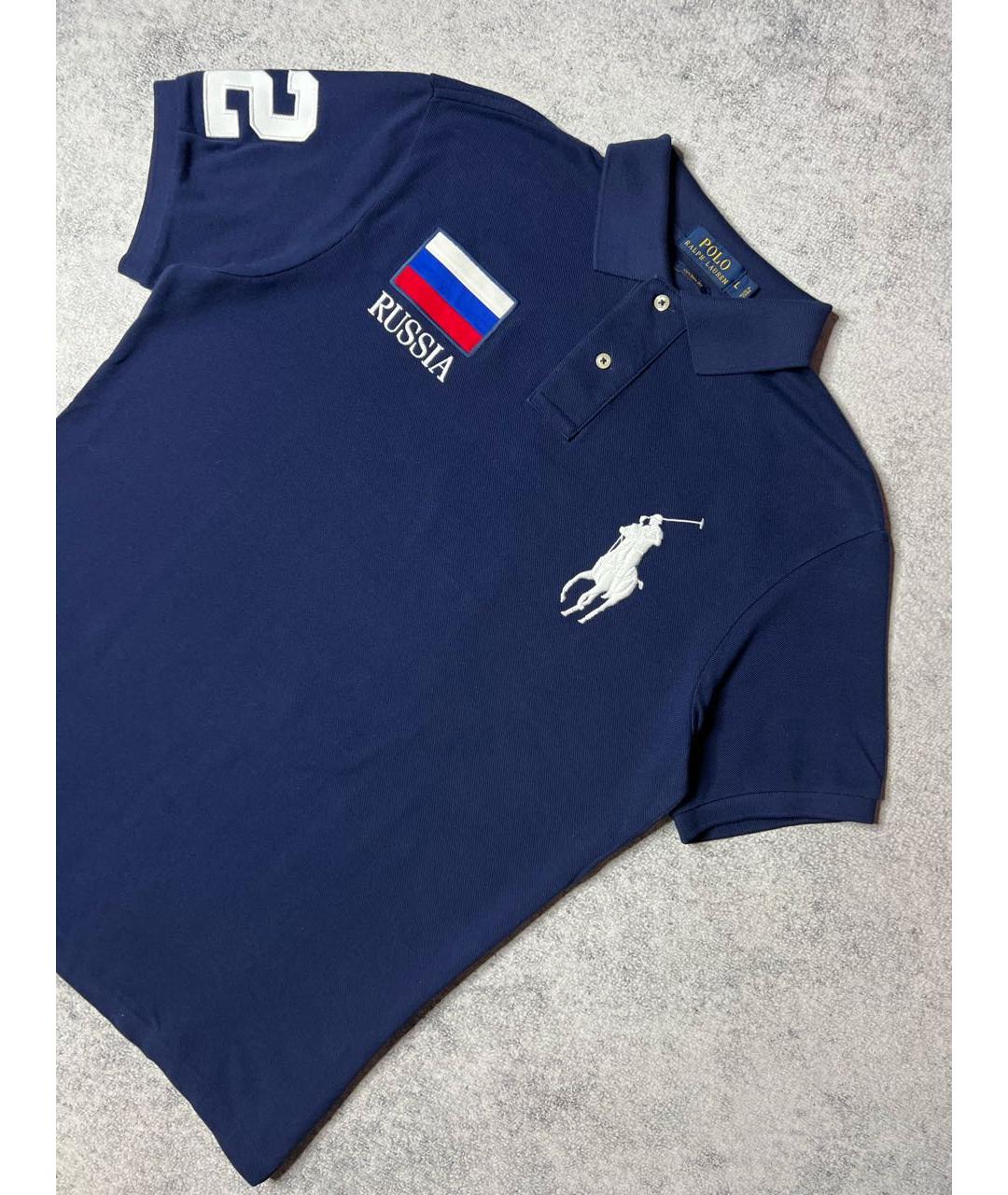 POLO RALPH LAUREN Темно-синее хлопковое поло с коротким рукавом, фото 2