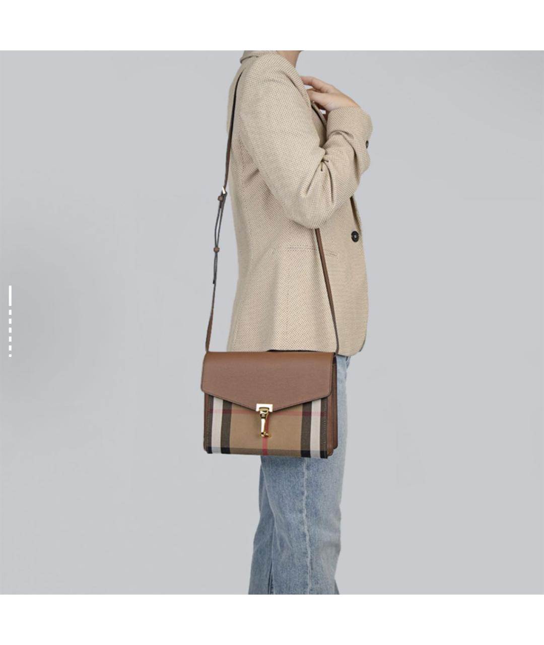 BURBERRY Коричневая кожаная сумка на плечо, фото 5