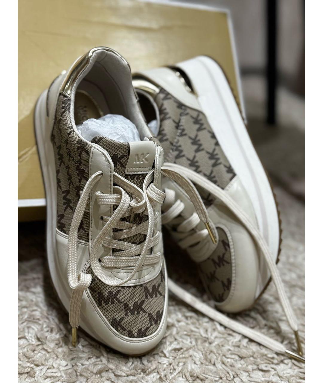 MICHAEL KORS Бежевые кожаные кроссовки, фото 3