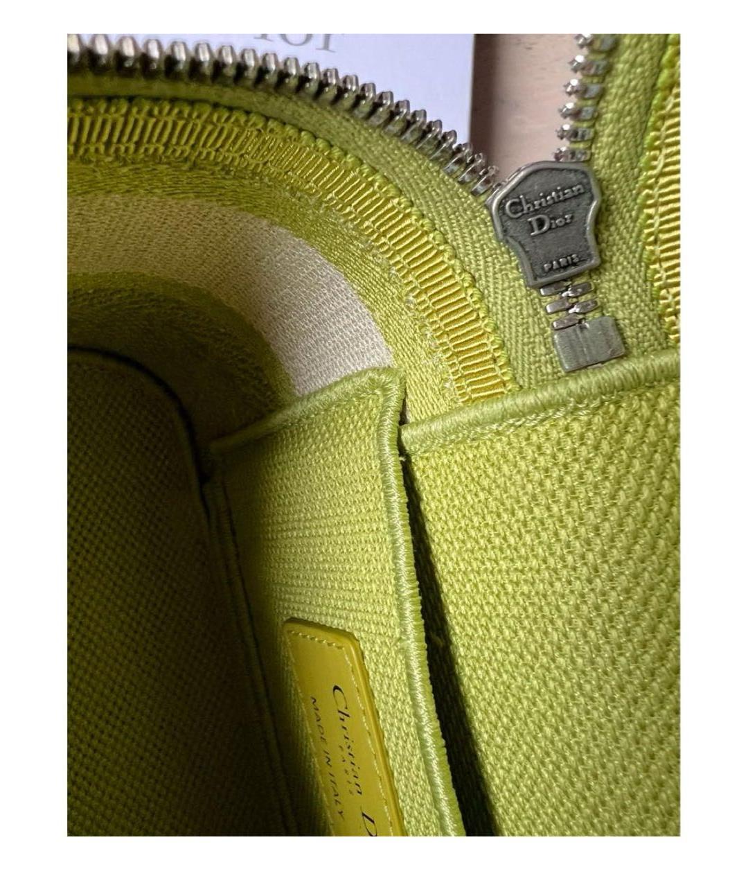 CHRISTIAN DIOR Зеленая жаккардовая сумка с короткими ручками, фото 4